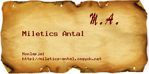 Miletics Antal névjegykártya